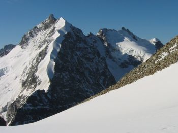 Blick vom Piz Morteratsch auf den Biancograt